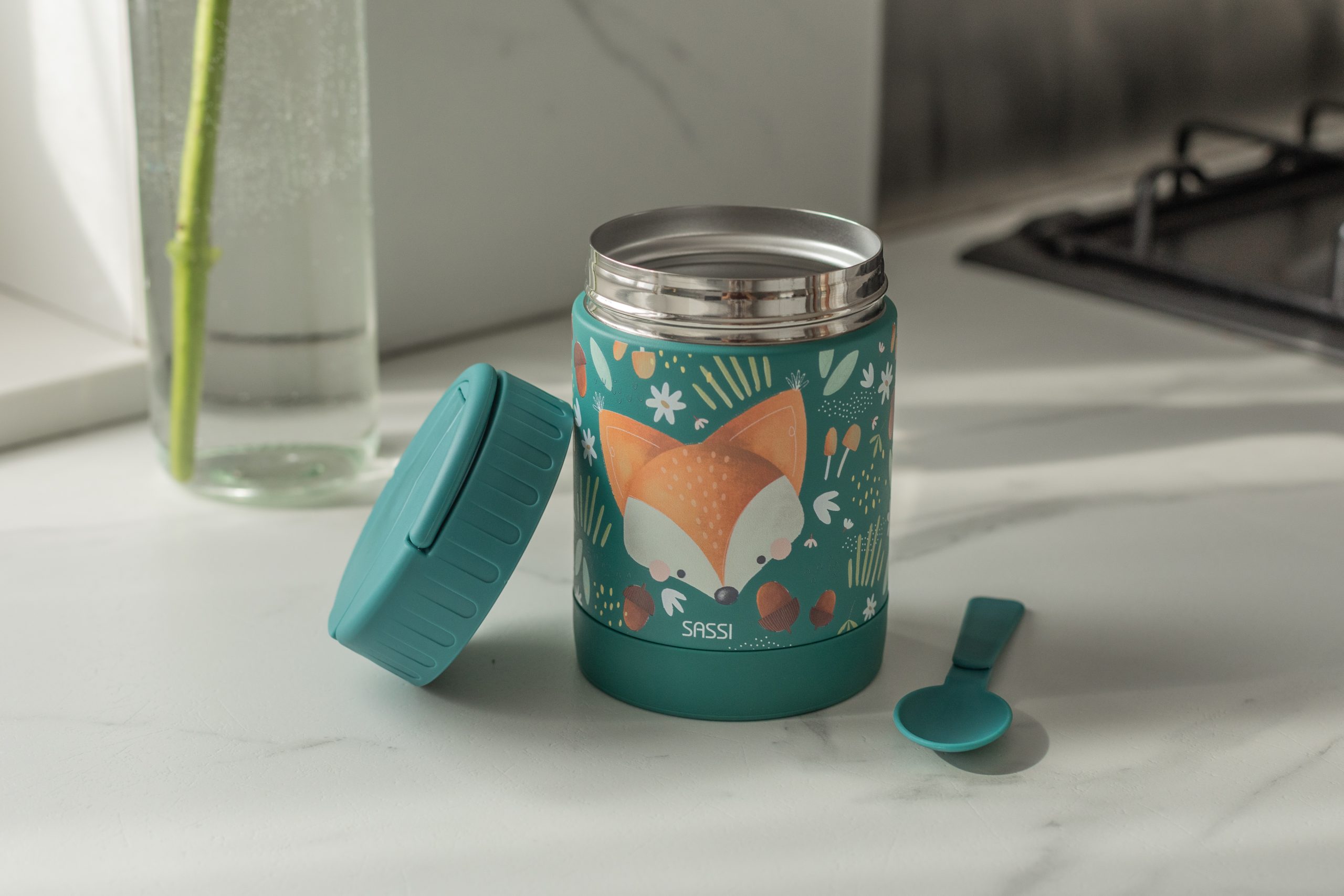 sassi junior 義大利設計 350ml 不鏽鋼保溫保冷食物罐(附湯匙)i crunchy the fox sassi junior 義大利設計 350ml 不鏽鋼保溫保冷食物罐(附湯匙)i crunchy the fox